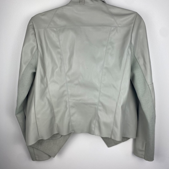 Bagatelle Faux Leather Drape-Front Jacket Grey Small biker - Picture 5 of 8